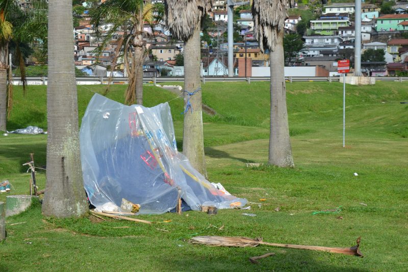 Morador em situação de rua, em Florianópolis