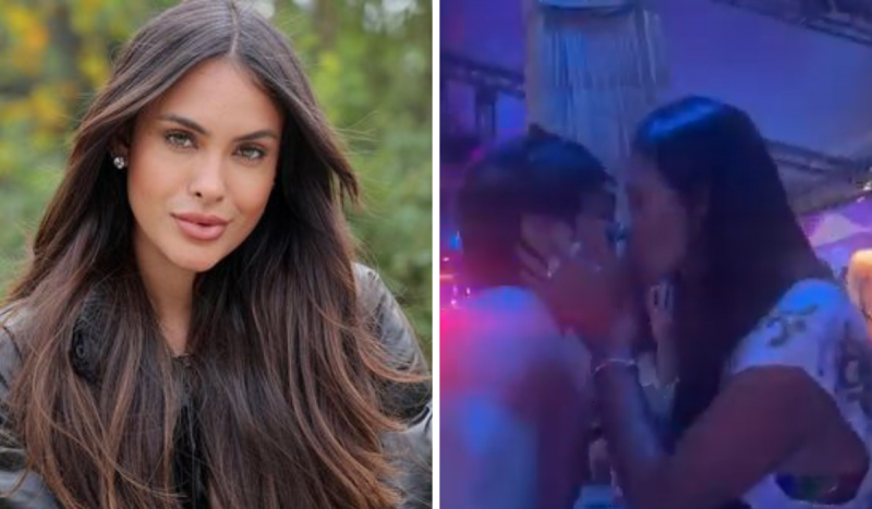 Sarah Andrade beijando homem na boca