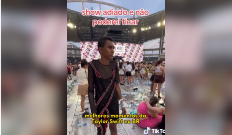 F&atilde; ficou sem rea&ccedil;&atilde;o ao ouvir aviso de cancelamento do show – Foto: Instagram/Reprodu&ccedil;&atilde;o/ND