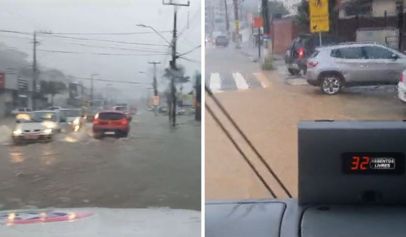 Carros viram lanchas após ruas alagarem em Florianópolis