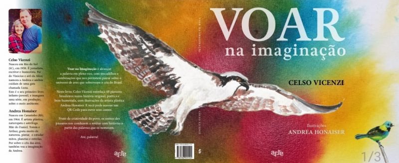 Capa do livro "Voar na Imaginação" com ilustração de pássaro