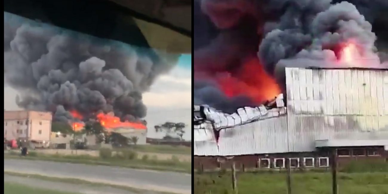 The video shows the Cacau Show factory in Espirito Santo burning.