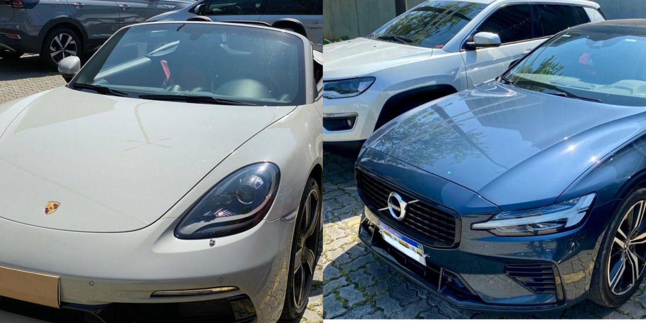 Luxury cars seized during a federal police operation.  – Photo: PF/Disclosure/ND