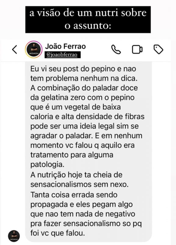 Opini&atilde;o de um nutricionista sobre a pol&ecirc;mica do pepino – Foto: Reprodu&ccedil;&atilde;o Instagram/ND