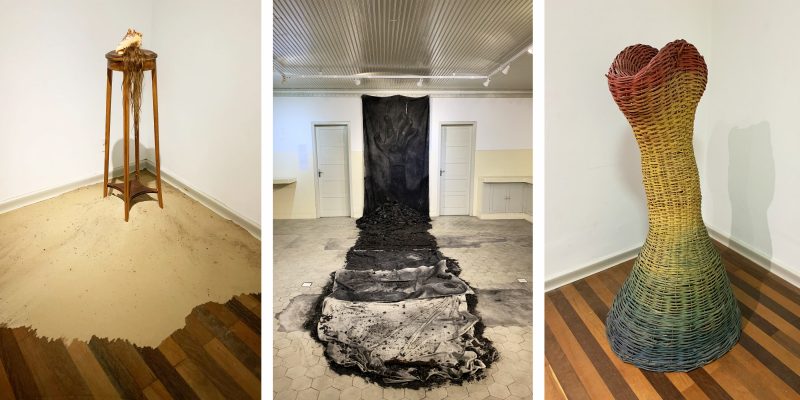 Obras dos artistas NestorJr, Heitor Machado e Berenici Gorini que fazem parte da exposi&ccedil;&atilde;o “Vastos Mundos”, na Galeria Willy Zumblick, em Crici&uacute;ma – Foto: Divulga&ccedil;&atilde;o