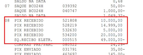 Suposto pix de propina 