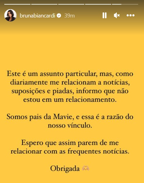 Bruna Biancardi se pronunciou nas redes sociais – Foto: Reprodu&ccedil;&atilde;o/Internet/ND