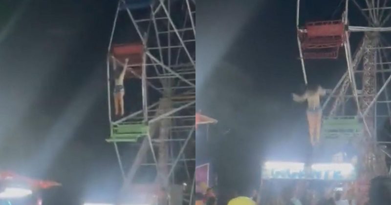 Vídeo mostra uma das meninas pendurada