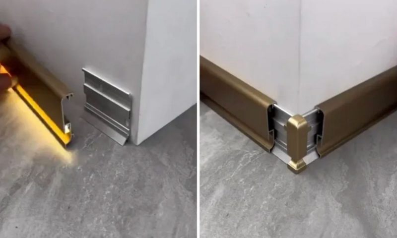 Rodapé aceso durante instalação