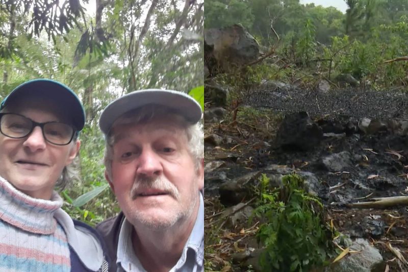 À esquerda, Ivo Romano Lerner e Rita Zanelle. À direita, local onde teriam sido encontrados sem vida