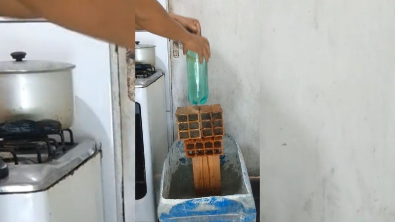 Pedreiro explica passo a passo como fazer o “salvador do calor” a baixo custo – Foto: FavelaNaCozinhaOficial/Divulga&ccedil;&atilde;o/ND