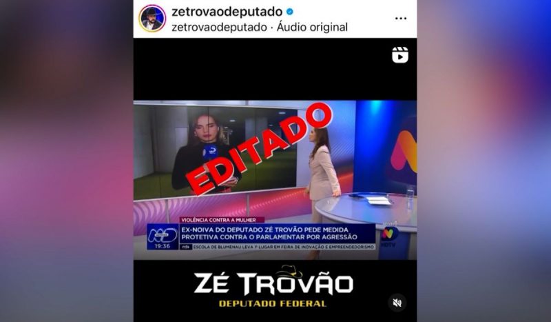 Zé Trovão edita matéria sobre agressão contra ex-noiva e ignora denúncia