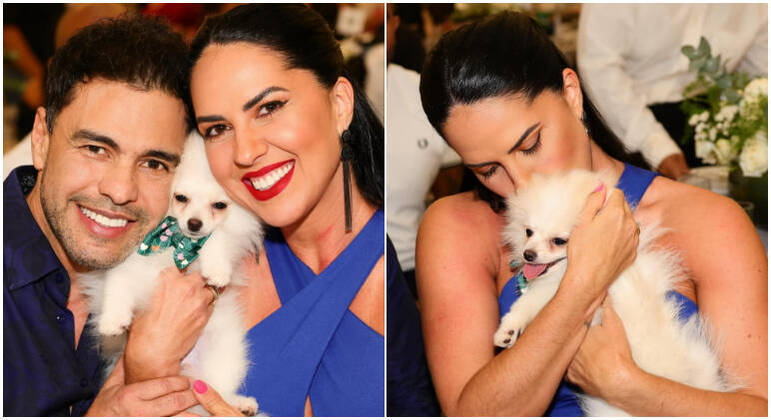 Graciele Lacerda won a puppy at a charity auction on Monday evening (27) – Photo: Reproduction/Internet