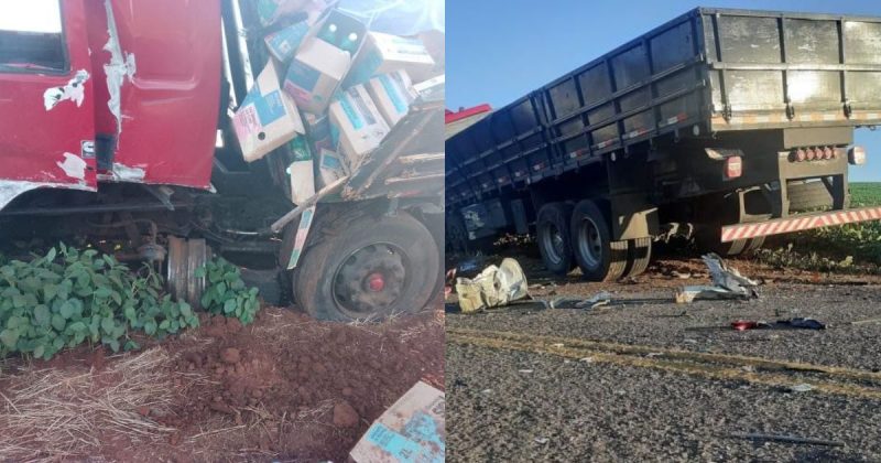 Motorista que conduzia o caminh&atilde;o n&atilde;o se feriu – Foto: Reprodu&ccedil;&atilde;o/Redes Sociais/ND