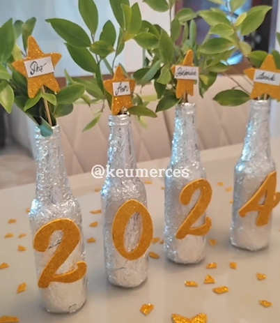 Keu finalizou o projeto de ano novo usando materiais simples - Foto: Keumerces/Reprodução/ND