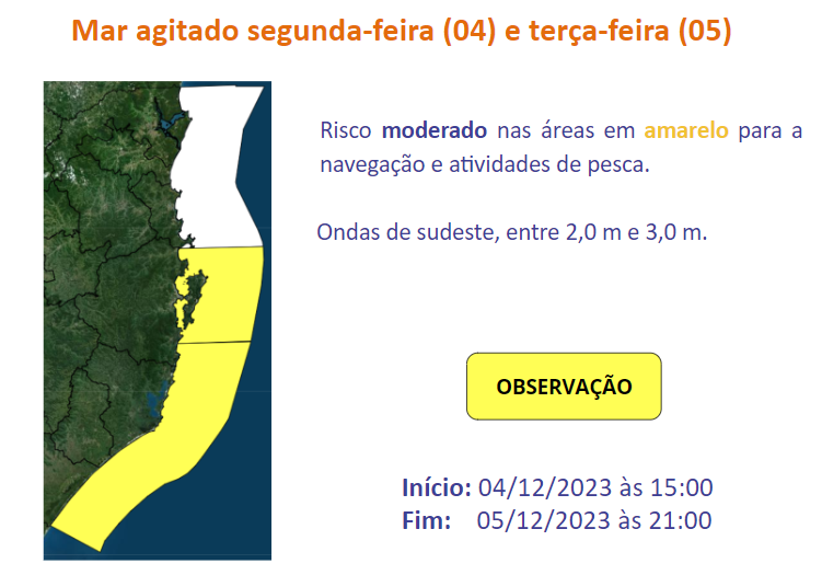 Mar poderá ter ondas de até 3 metros em SC &#8211; Foto: REPRODUÇÃO/DEFESA CIVIL-SC/ND
