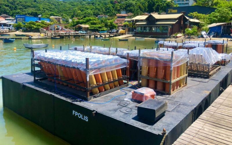 Balsa com fogos de artifício do Réveillon 2023/2024 em Itapema