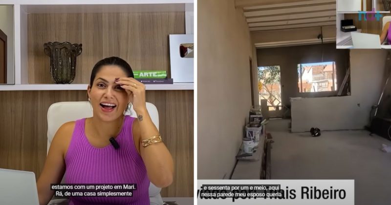 Fotomontagem mostra cara de espanto da arquiteta ao ver como mulher deseja distribuir móveis em cozinha