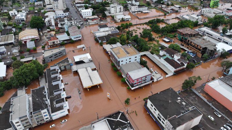 A cidade de Xanxerê foi devastada por chuva intensa que atingiu o município. &#8211; Foto: PMX/Reprodução/ND