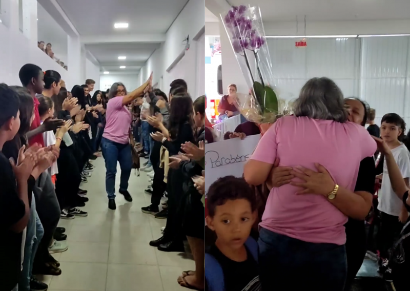 Entre lágrimas e aplausos, professora tem despedida emocionante em último dia de aula