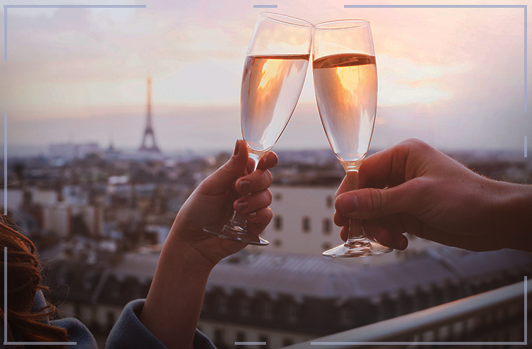 Uma taça de champanhe é sinônimo de boa sorte, na França.