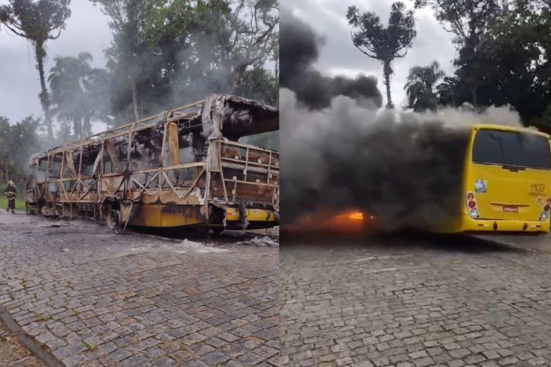 Ônibus ficou destruído