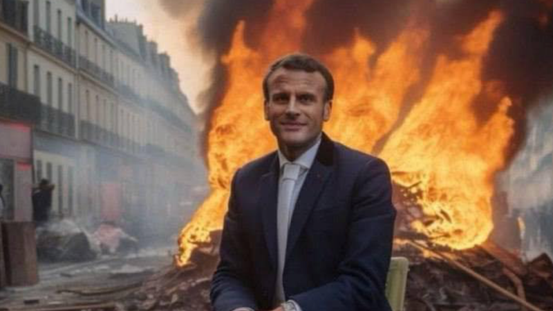 Emmanuel Macron was another political leader whose image was created by artificial intelligence.  One of them, in which the French president appears amid the unrest, has gone viral.  Fact-checking company Full Fact said the image had been widely circulated, prompting comments that the media were ignoring the story - Photo: NewsSky/Disclosure/ND