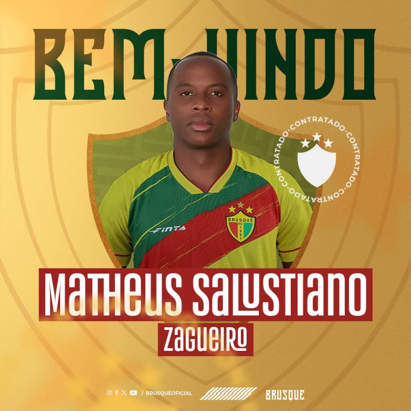 Zagueiro Matheus Salustiano &eacute; confirmado como refor&ccedil;o do Brusque – Foto: Divulga&ccedil;&atilde;o/ND