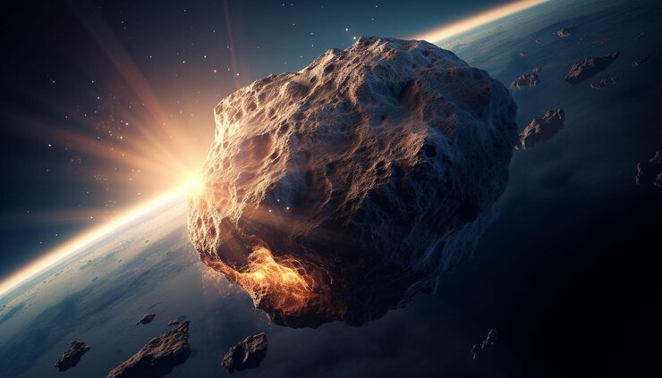 Illustrative image of a meteor orbiting the Earth