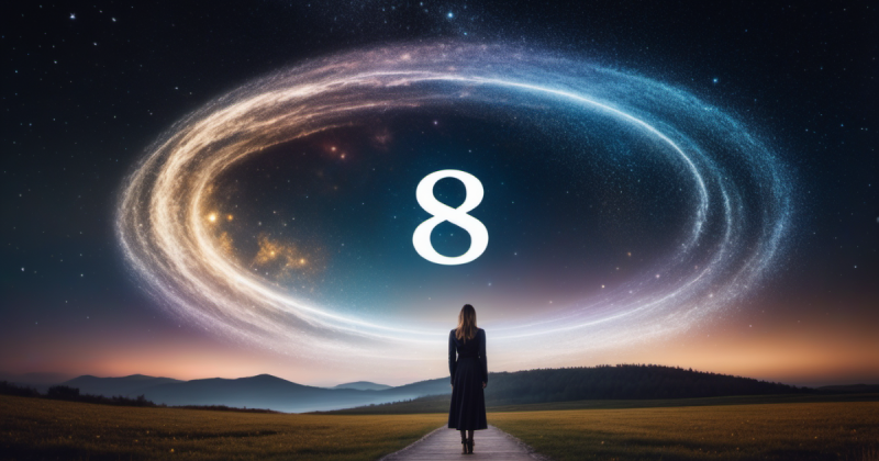 Mulher olhando para o número 8