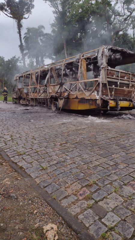 Flames engulfed the bus structure