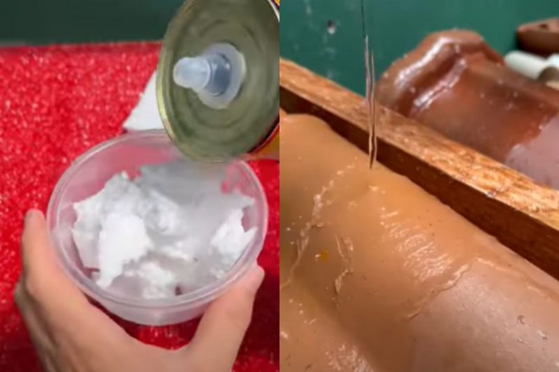 Pedreiro mostra como fazer o produto e sua eficácia