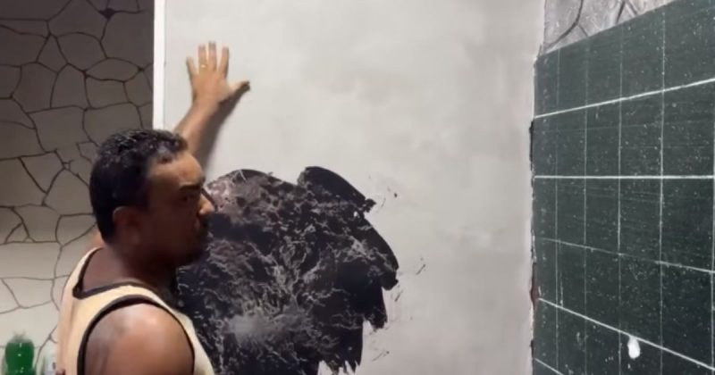 Pedreiro ensina como fazer m&aacute;rmore caseiro – Foto: Reprodu&ccedil;&atilde;o/YouTube/ND