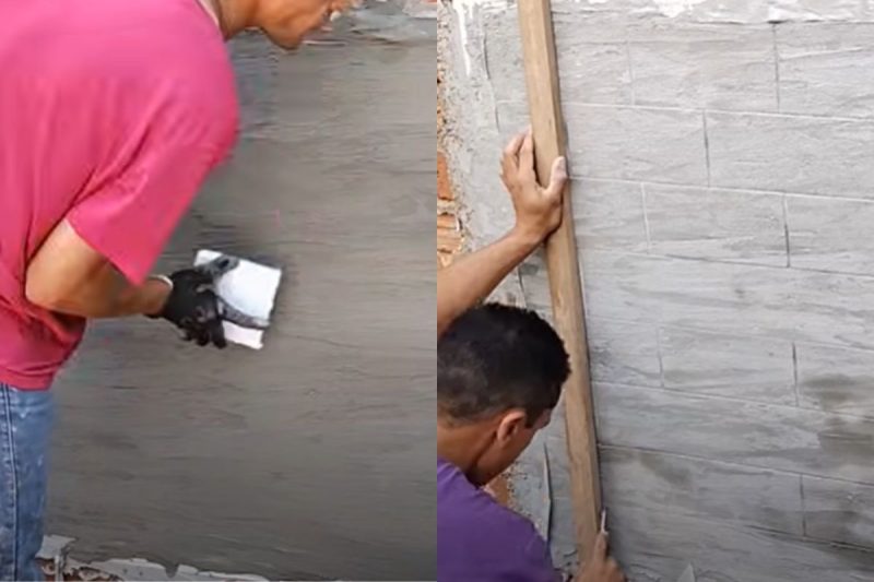 Pedreiro mostra t&eacute;cnica diferentona para fazer reboco chique e barato – Foto: Reprodu&ccedil;&atilde;o/Redes Sociais