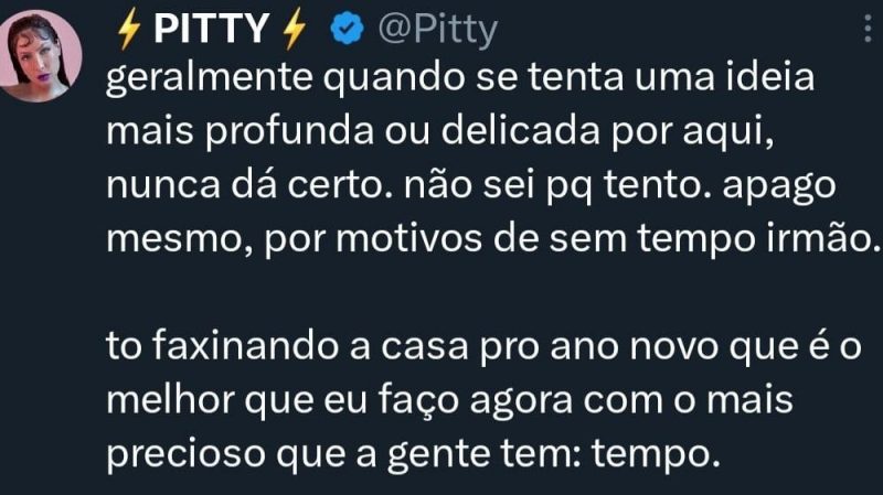 O nome de Pitty ficou entre os mais comentados da rede social – Foto: Reprodu&ccedil;&atilde;o X/ND