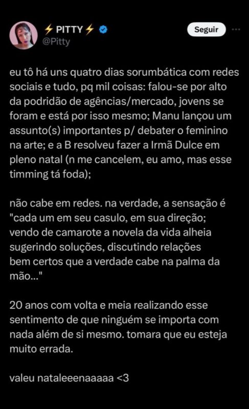 A cantora baiana fez uma cr&iacute;tica sobre a vinda de Beyonc&eacute; para o Brasil – Foto: Reprodu&ccedil;&atilde;o X/ND