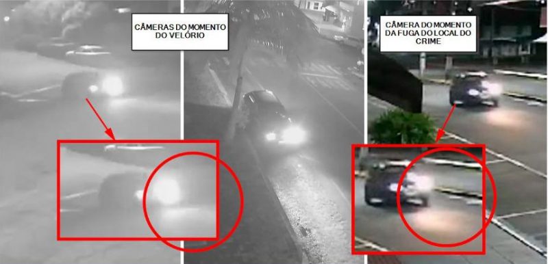 During the murder investigation, civilian police officers noticed that the left front headlight (the hitchhiker's) of the VW/GOL was less bright than the right (the driver's) headlight.  Thus, the analyzed images showed that there was a suspect in the car - Photo: Civil Police/Reproduction/ND