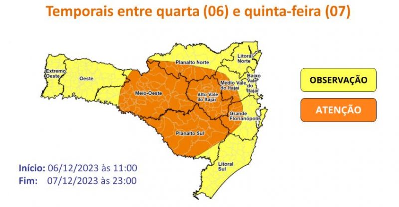 Condi&ccedil;&otilde;es favor&aacute;veis aos temporais devem ocorrer principalmente na Serra e Meio-Oeste – Foto: Defesa Civil/Reprodu&ccedil;&atilde;o/ND