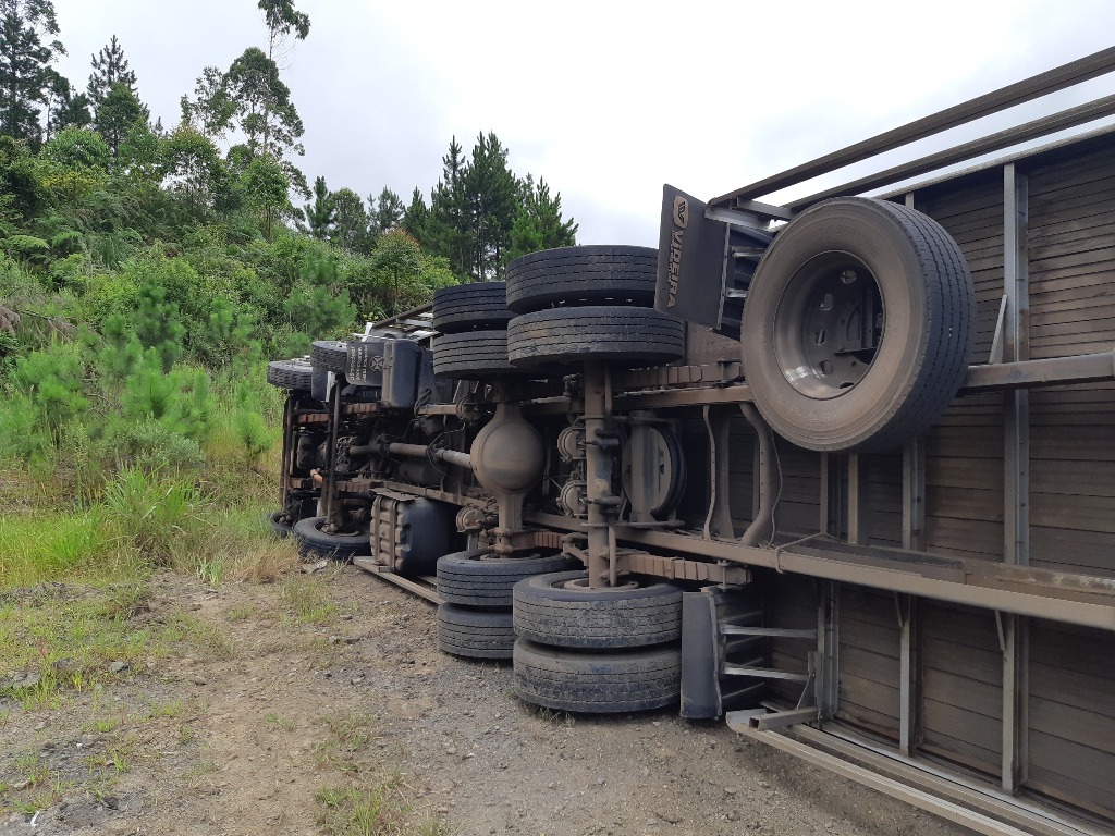 According to the military police, about 15 people stole a shipment of drinks and food from a truck that overturned this Thursday (21) – PRF/Disclosure/ND