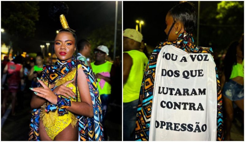 Maria Eduarda como Rainha do Quilombo da Princesa durante o Volta &agrave; Pra&ccedil;a de 2023 – Foto: Arquivo Pessoal/Divulga&ccedil;&atilde;o/ND