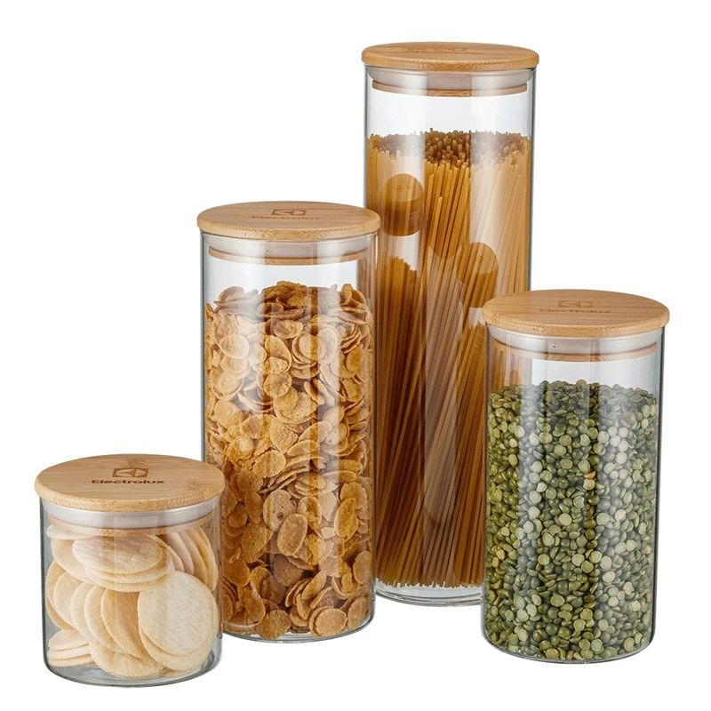 Potes Herm&eacute;ticos Porta-Mantimentos com Tampa de Bambu (Foto: Divulga&ccedil;&atilde;o)