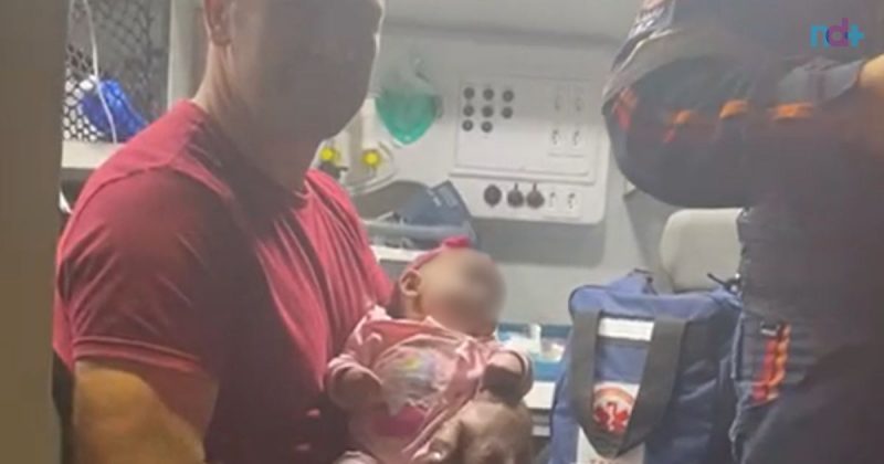 Imagem mostra momento após OM salvar vida de bebê