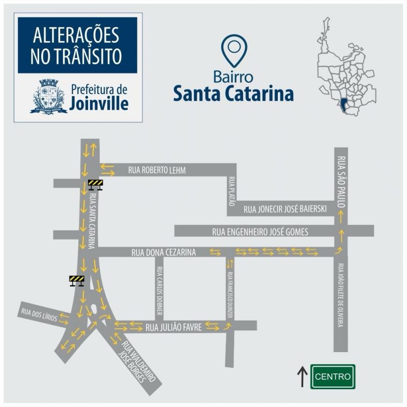 Veja como ficam as mudan&ccedil;as – Foto: Prefeitura de Joinville/Divulga&ccedil;&atilde;o