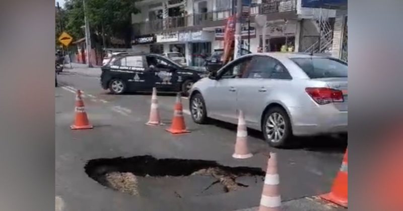 Imagens do buraco na rodovia dos Ingleses