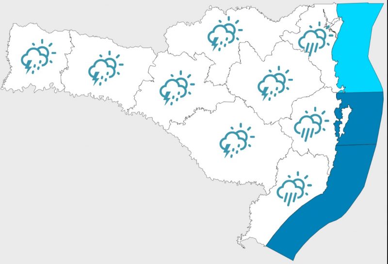 Terça (23) terá pancadas de chuva e períodos de melhoria no tempo em SC