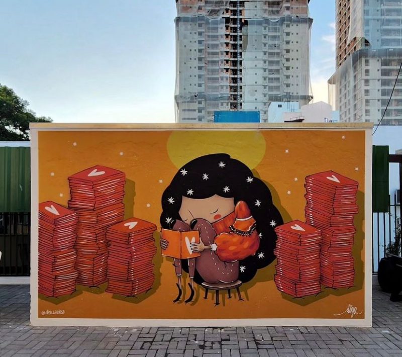 Mural do artista pl&aacute;stico Digo Cardoso no Espa&ccedil;o de Conviv&ecirc;ncia dos Museus de Chapec&oacute; – Foto: Digo Cardoso/Divulga&ccedil;&atilde;o