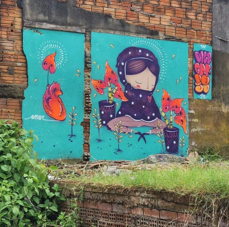 A arte de Digo Rosa, com seus murais e grafites, espalham-se pela paisagem urbana de Chapec&oacute; – Foto: Digo Cardoso/Chapec&oacute;