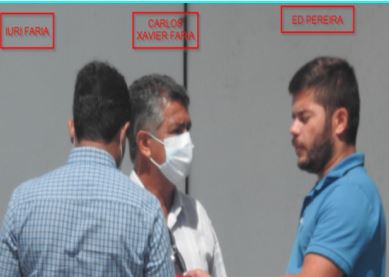 Encontro entre Ed Pereira (&agrave; direita), Carlos Gilberto Xavier Faria e Iuri Daniel, registrado em 08/04/2021, levantou suspeitas da Pol&iacute;cia Civil – Foto: REPRODU&Ccedil;&Atilde;O/ND