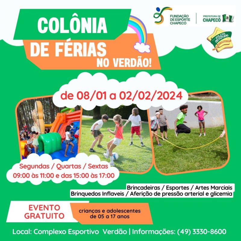 Com a chegada das f&eacute;rias escolares, Chapec&oacute; oferece uma col&ocirc;nia de f&eacute;rias para crian&ccedil;as e adolescentes de 05 a 17 anos. – Foto: PMC/Reprodu&ccedil;&atilde;o/ND