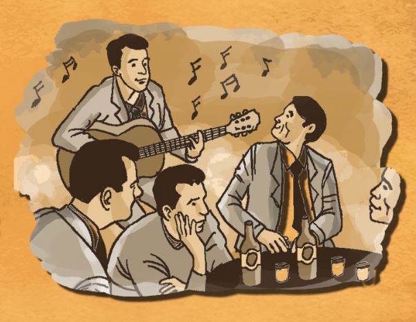 No Lira Tênis Clube, João Gilberto chegou na hora combinada – uma raridade para alguém tão impontual como ele – e começou a cantar &#8211; Foto: ILUSTRAÇÃO/RICARDO MANHÃES